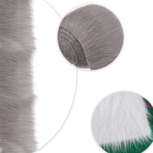 2Pcs Shaggy Plush Faux Fur Fabric Precut Strips for DIY Halloween Gnome Beard,Christmas Fluffy Fuzzy Craft Faux Fur Fuzzy Fabric Craft Strips Sewing Rug Mat Winter Decoration, 1.96x 59inch