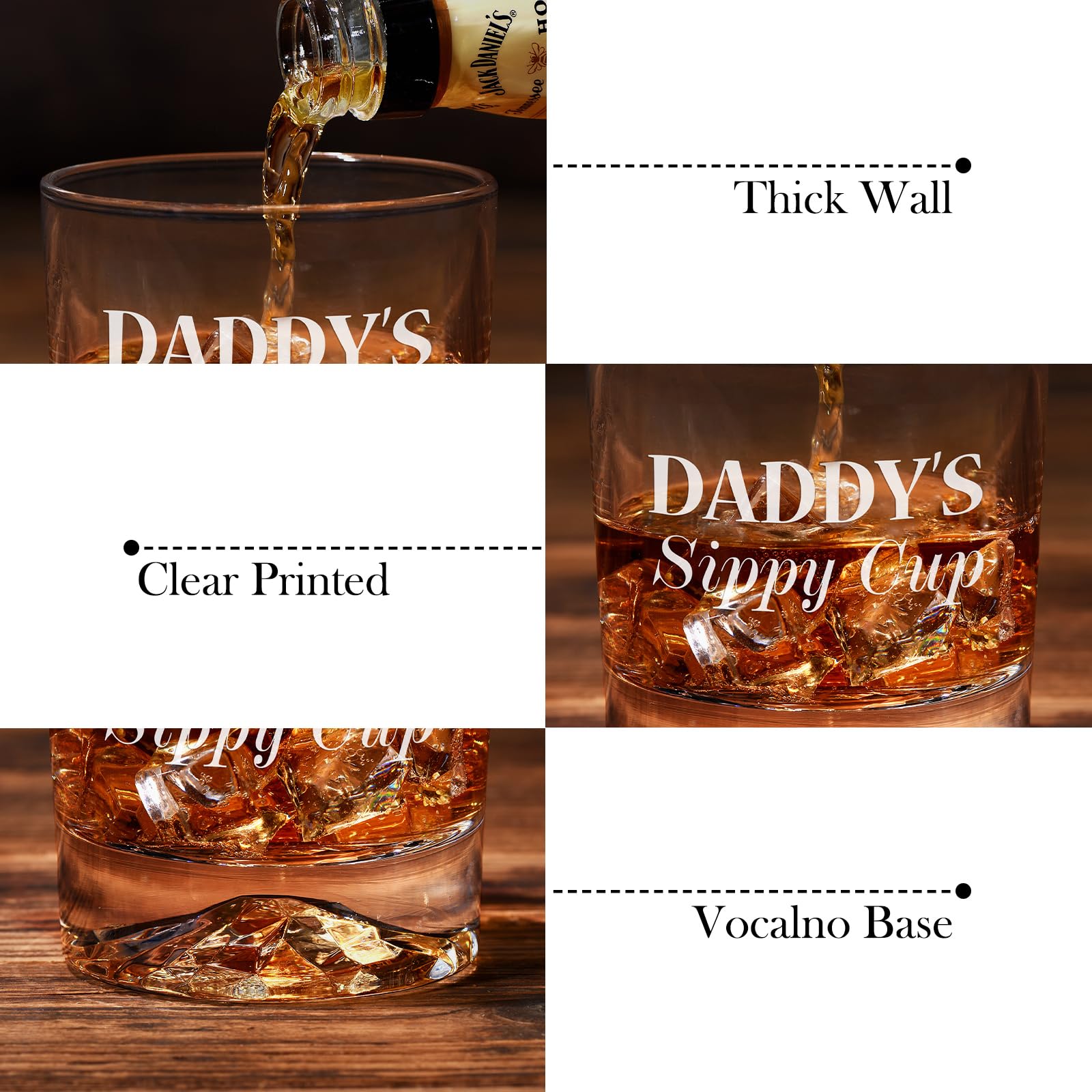 PONPUR DADDY SIPPY CUP Gifts for Men Dad, Daddy, Engraved Whiskey Glass, Christmas Stocking Stuffers, Funny Dad Birthday Gifts for Dad Husband from Wife Daughter Son Kids, Unique Gag Men Gift