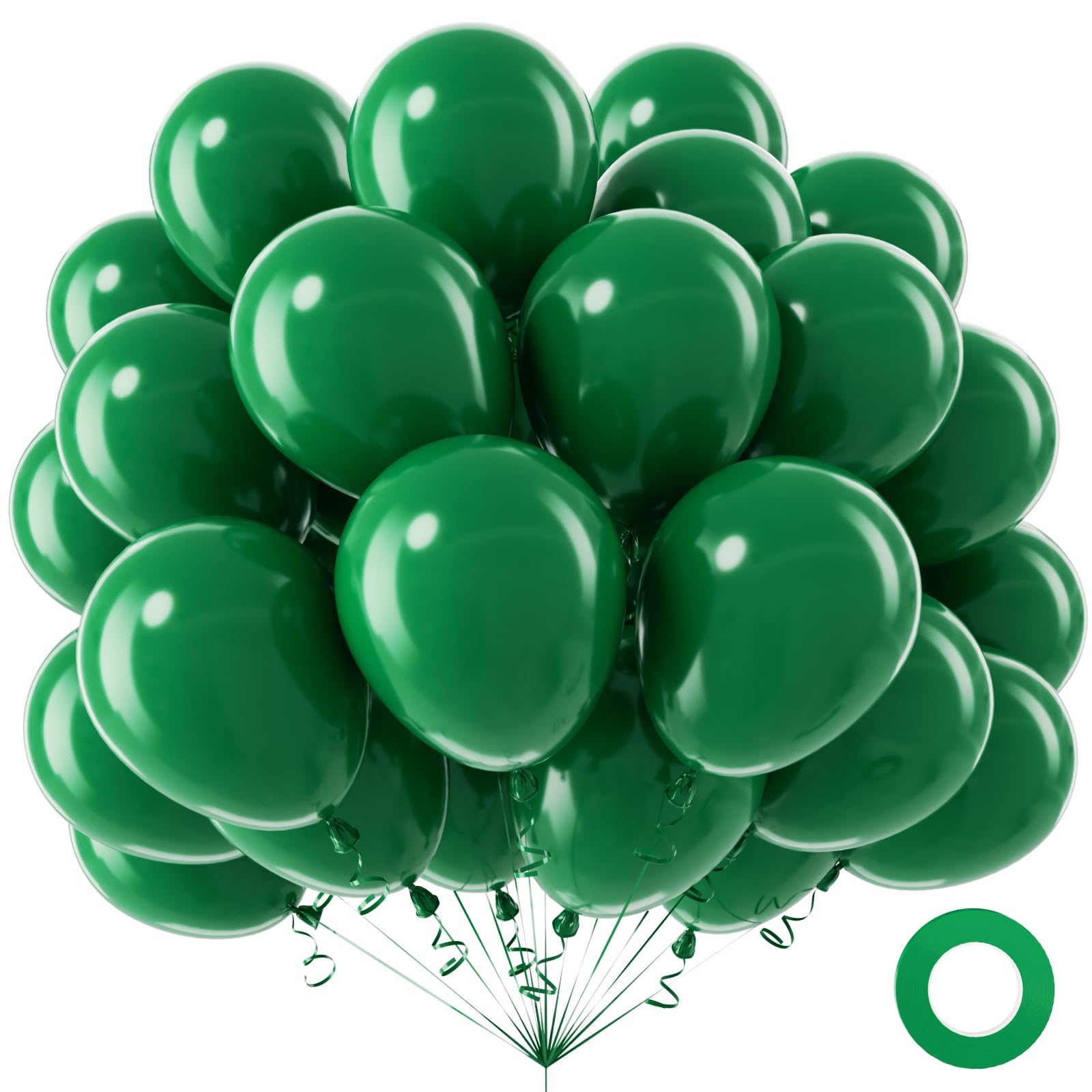 Green Balloons, 100Pcs 12 inch Bright Dark Green Latex Balloons Round Helium Emerald Green Balloons for Birthday Wedding Anniversary Graduation Party Backdrop Decorations