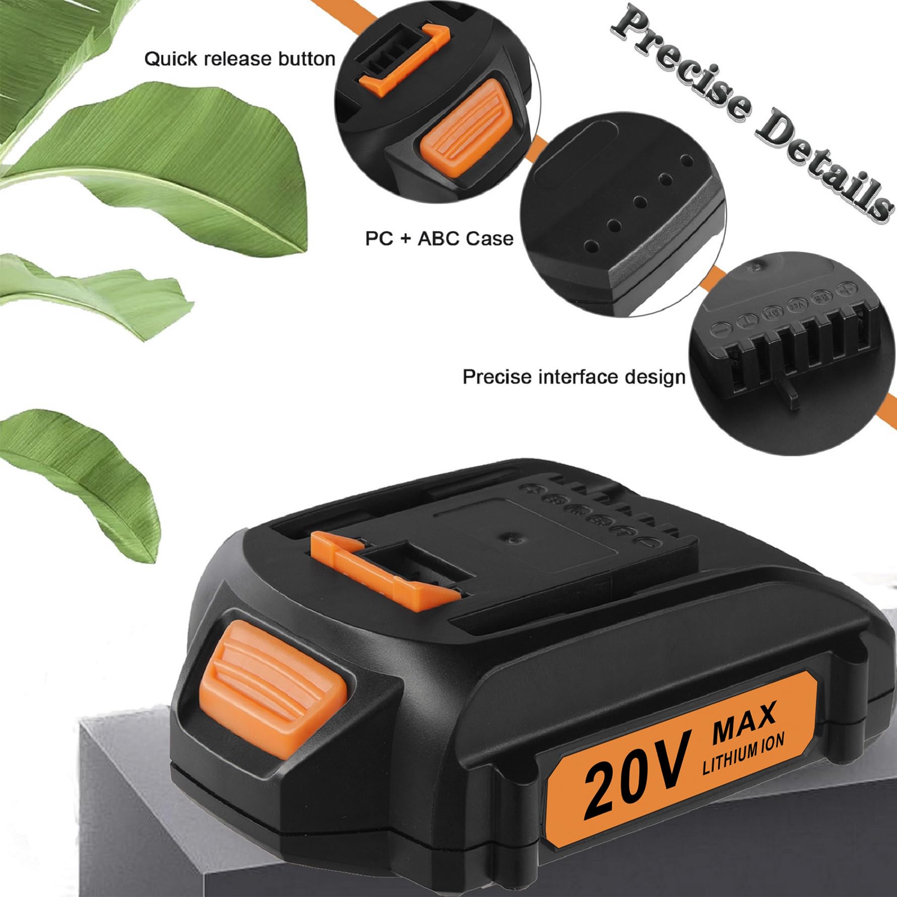 2 Pack Replacement WA3525 20V Battery and WA3742 Charger Kit Compatible with Worx 20V Battery WA3520 WG151s WG155s WG251s WG255s WA3525