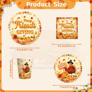 158pcs Friendsgiving Party Decorations, Friendsgiving Tableware Set, Thanksgiving Plates Party Supplies, Fall Table Decorations Give Thanks, Thanks Friends Giving Party Tableware for 20 Guests