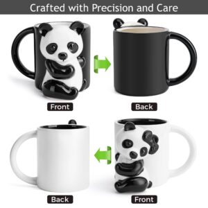 MIAMIO - Panda Ceramic Cup 14 Oz 3D Mug Animal for Coffee and Tea Lovers Cute Panda Mug Couple Gifts for Birthday/Christmas as Gifts for Women Men