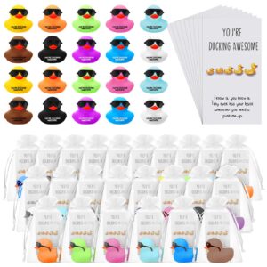 deekin 20 sets thank you gift set inspirational mini rubber ducks employee team coworkers motivational gifts appreciation christmas gifts you're ducking awesome cheer up cards (cute style)