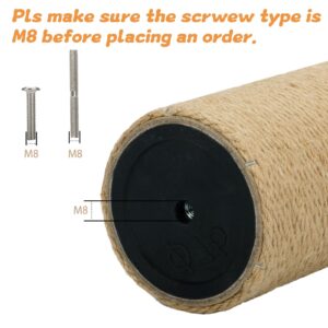 Cat Scratching Post Replacement - 15.7”x 3.8” Cat Tree Replacement Parts with M8 Screws, Cylinder Cat Tree Replacement Post Accessories for DIY Cat Tower Cat Hammock (Natural Jute, 4 Pack)