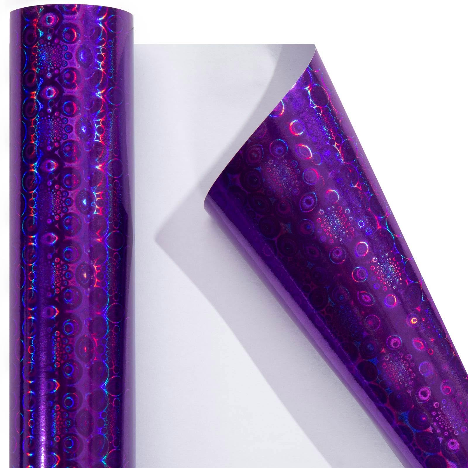 Homeral Holographic Purple Wrapping Paper Roll - 46.8 sq.ft. - Shiny Flower Pattern for Halloween, Birthday, Bridal Shower, Party, Christmas-17 inch x 32.8 ft