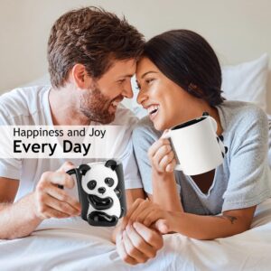 MIAMIO - Panda Ceramic Cup 14 Oz 3D Mug Animal for Coffee and Tea Lovers Cute Panda Mug Couple Gifts for Birthday/Christmas as Gifts for Women Men