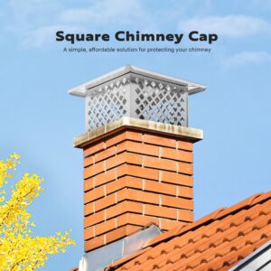 VIVOHOME Chimney Cap, 13" x 13" Square Chimney Cover, Stainless Steel Fireplace Flue Lid with Adjustable Bottom, Mesh Chimney Cover for Outside Existing Clay Flue