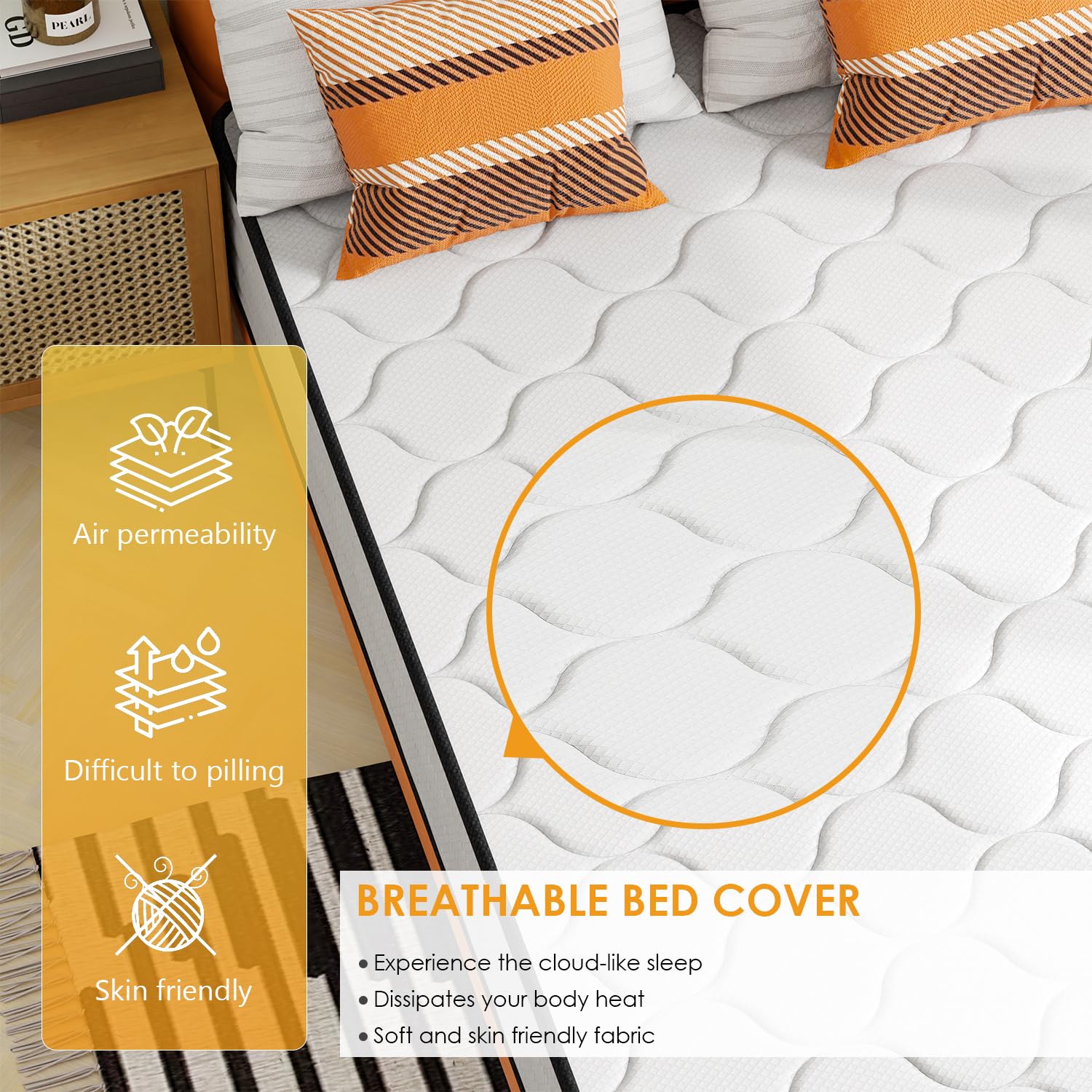 PayLessHere 10 Inch Innerspring Full Mattress Medium Firm Hybrid Mattress with Removable Cover CertiPUR-US Certified Bed-in-a-Box Pressure Relief Foam Mattress,White