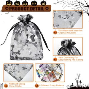 Fulmoon 400 Pcs Halloween Organza Bags 4 x 6 Inches Spider Web Print Halloween Drawstring Treat Bags Small Gift Bags for Halloween Trick or Treat Party Favor Gift Candy Snacks Jewelry