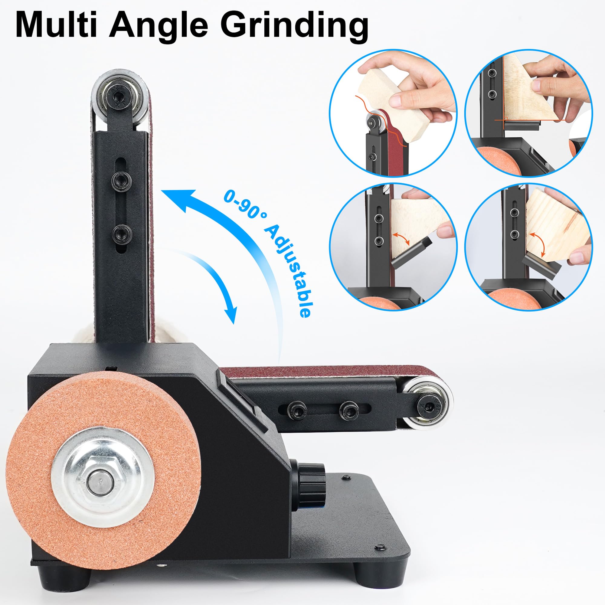 Twotrees Mini Belt Sander, 350W Electric Sander, 1.2x15in Belt Bench Grinder Comes With 10 Pieces of Sanding Belts, Suitable for Grinding Tools Such as Metal, Wood, Aluminum, Etc