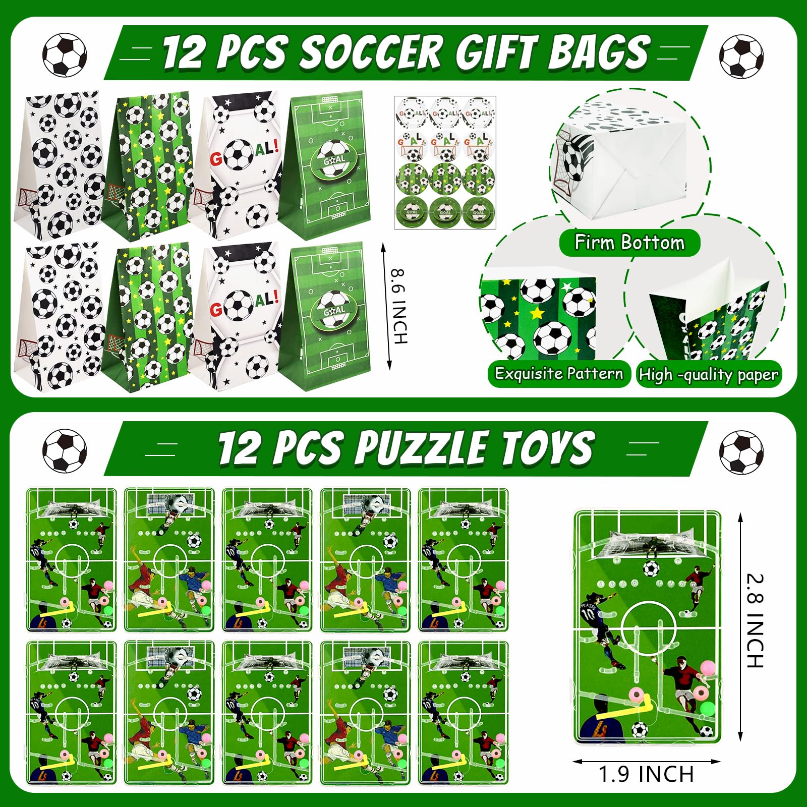 Joyvorite 158 PCS Soccer Party Favors Set with Soccer Goodie Bags Soccer Slap Bracelets Soccer Straws Puzzle Tattoo Stickers Erasers Keychains Whistle Soccer Party Supplies Soccer Party Decorations