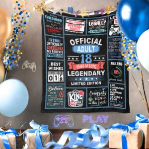 18th Birthday Gifts for Boy, 18 Year Old Boy Birthday Gifts, Gifts for Boy Turning 18, 18 Birthday Gift Ideas Throw Blanket 60 x 50 Inch, Gifts for 18 Year Old Male, 18 Birthday Decorations for Men