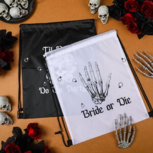 Amylove 7 Pcs Bride or Die Bachelorette Party Drawstring Bags Till Death Do Us Bags Bachelorette Party Supplies Drawstring Backpacks for Bridal Shower Wedding Party Bridesmaids Supplies Gift Bag