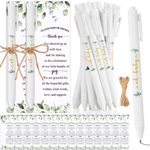 tenceur 50 set baby shower pens greenery baby shower favor for guest sage ballpoint pens with woodland thank you cards gender reveal party favor for girl boy baby shower party souvenirs prizes