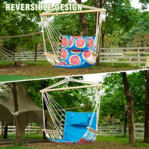 Backyard Expressions Reversible Hanging Rope Swing - Max 275 Lbs - Wooden Spreader Bar - for Any Indoor or Outdoor Spaces