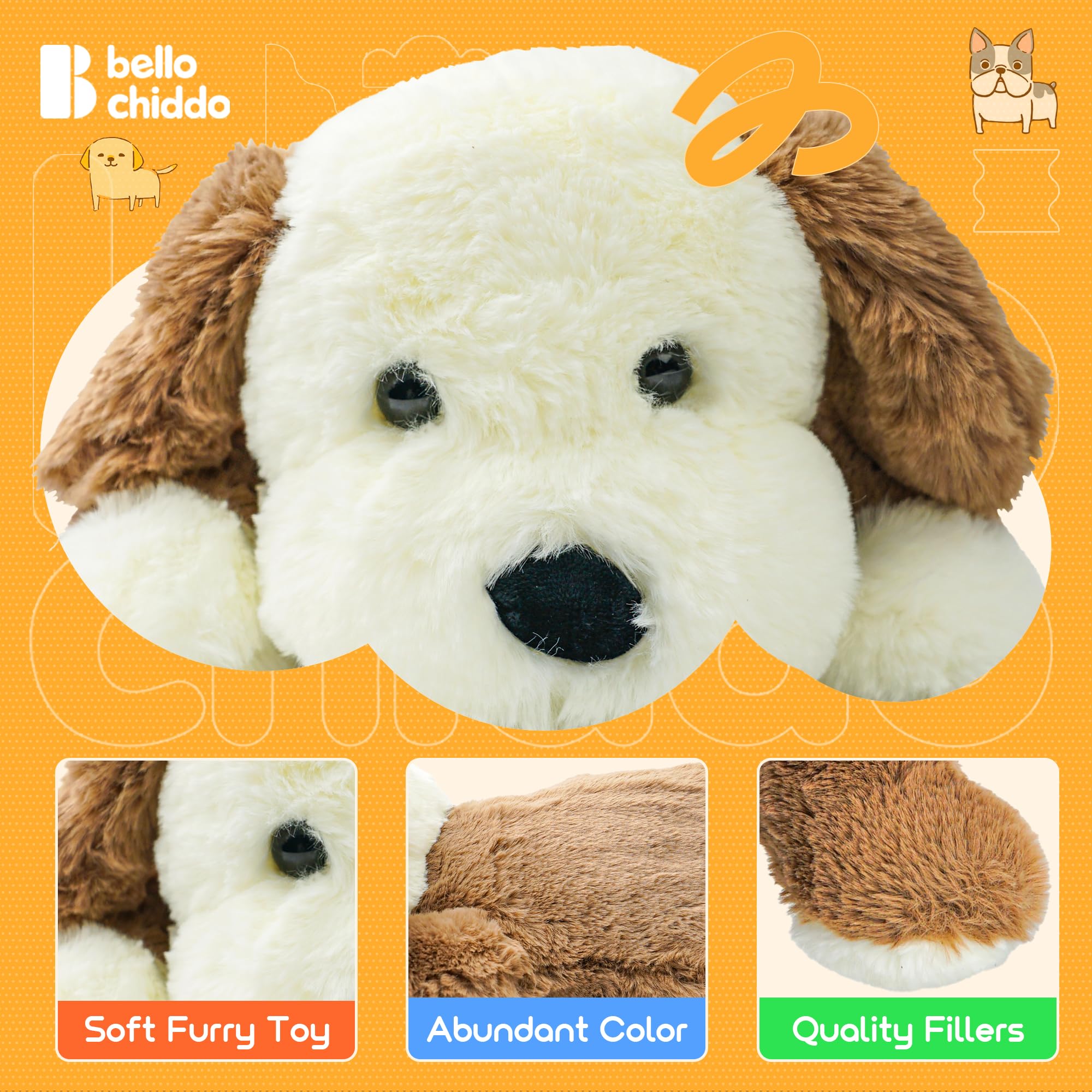 BELLOCHIDDO Plush Dog Pillow Bed Stuffed Animal Toys Plush Dog Toys Sweet Dreamers Soft Animal Toys for Toddlers Babies & Toddlers 1-3 Dog Stuffed Animal Soft Plush Cute Doll for Boys Girls