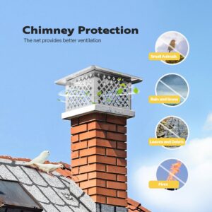 VIVOHOME Chimney Cap, 13" x 13" Square Chimney Cover, Stainless Steel Fireplace Flue Lid with Adjustable Bottom, Mesh Chimney Cover for Outside Existing Clay Flue