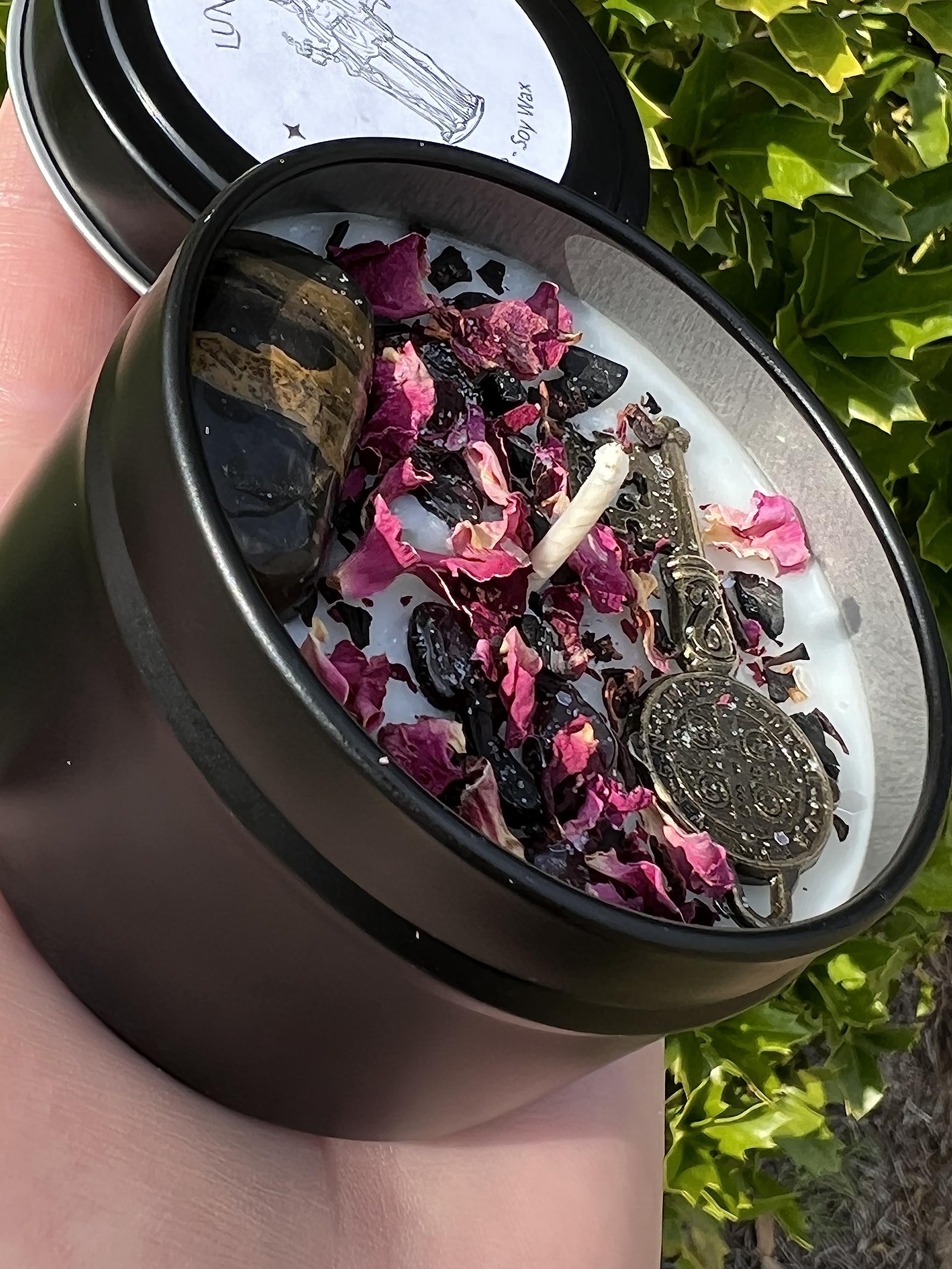 Hekate Dark Moon Goddess Candle | Hecate Witchcraft Pagan Queen of Crossroads Keys Witches Witchcraft Gift Herbal Intention Spell Ritual Altar Devotee Scented Gift