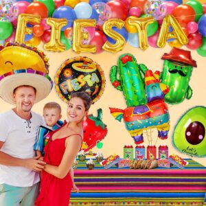 Fiesta Party Decorations Set, Big Taco Party Decorations Set - Pack of 15, Fiesta Taco Llama Cactus Avocado Chili Sombrero Balloons for Mexican Party Decorations, Mexican Theme Baby Shower Decorations