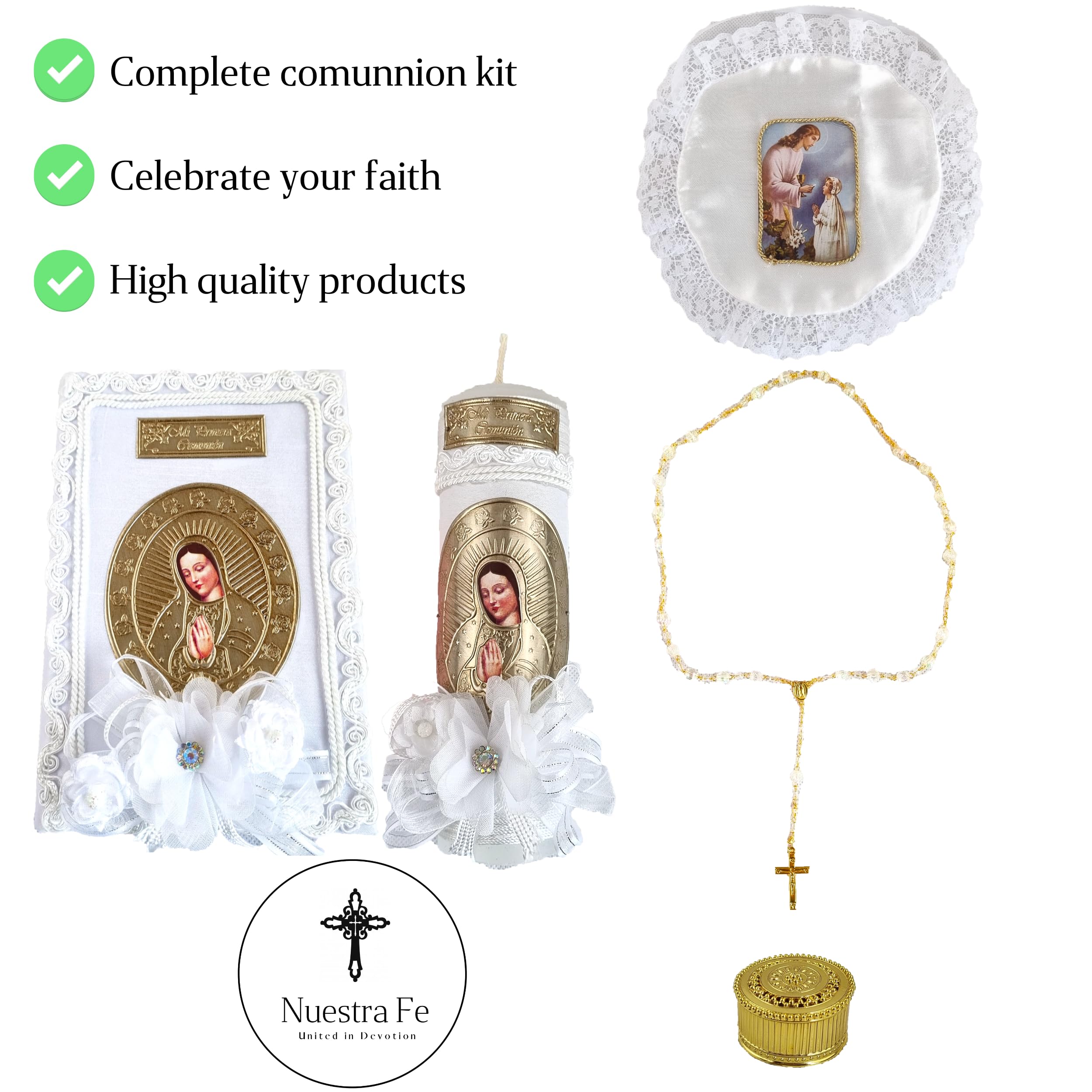 First Communion Bible and Candle - Biblia y Vela de Primera comunión para niña - Vela para Primera comunion niña - First Communion Candle Set for Girl - recuerdos de Primera comunion niña