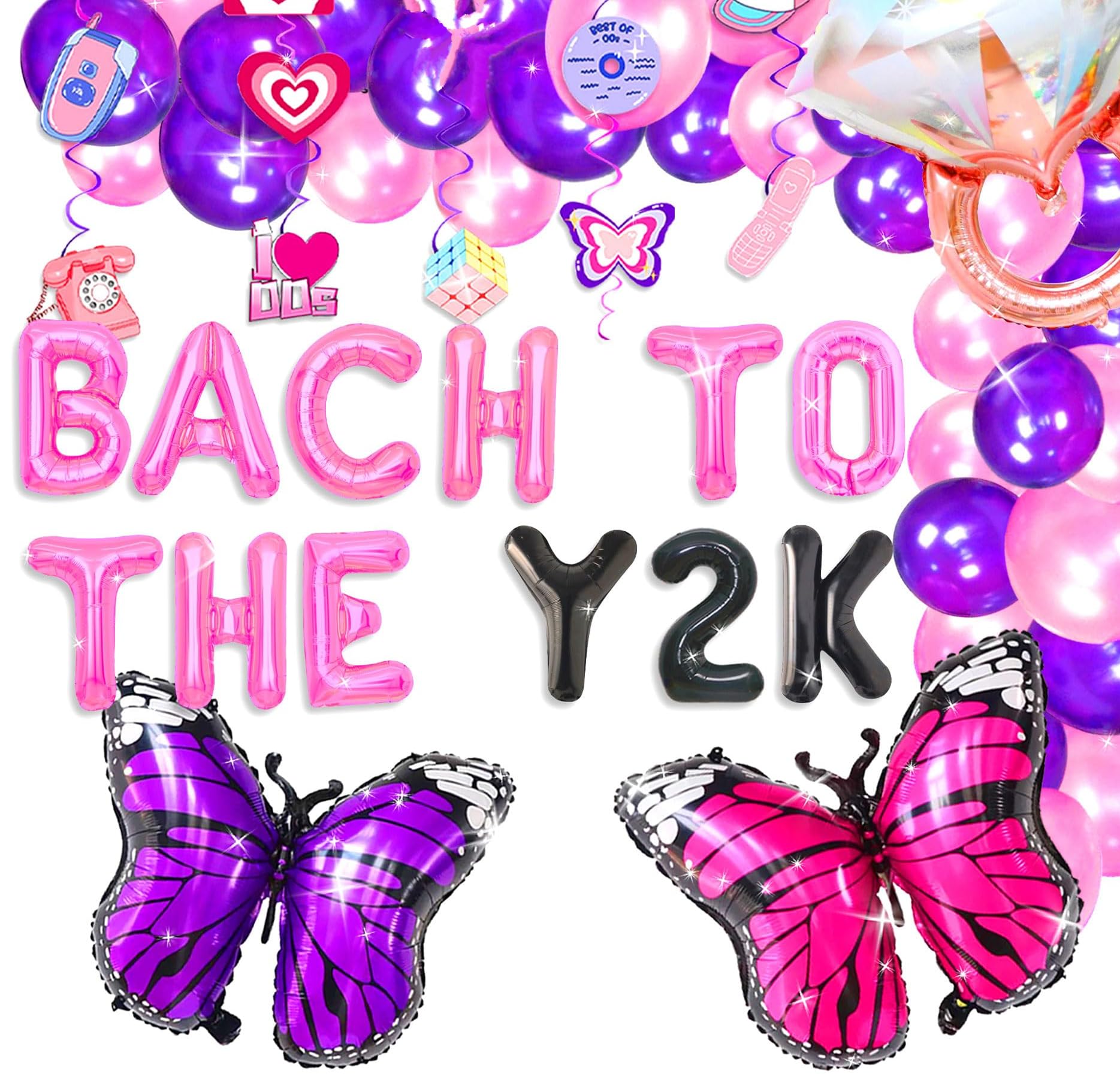 JeVenis Bach to the Y2K Balloons Y2K Bach Party Decoration Retro 70s Bridal Shower Decorations Throwback Bachelorette Balloons