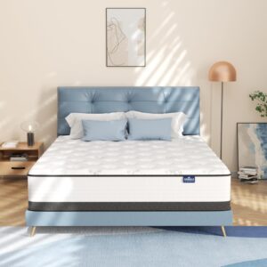 semielo full size mattress, 12 inch full mattress in a box, hybrid mattress with memory foam and pocketed coils for breathable and durable support, certipur-us certified