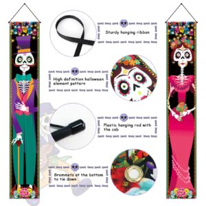 iPartycool Day of The Dead Decorations, Day of The Dead Porch Sign Door Banner, Halloween Costume Mexico Dia De Los Muertos Party Supplies Decorations Flag Welcome Hanging Home Wall Decor Background