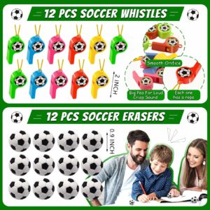 Joyvorite 158 PCS Soccer Party Favors Set with Soccer Goodie Bags Soccer Slap Bracelets Soccer Straws Puzzle Tattoo Stickers Erasers Keychains Whistle Soccer Party Supplies Soccer Party Decorations