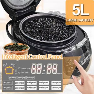 Yovtekc 5L Commercial Tapioca Pearl Cooker, Automatic Pearl Cooker, Tapioca Cooker Pearl Maker with Digital Touchscreen, Non-Stick Bubble Tea Cooker, 110V 860W