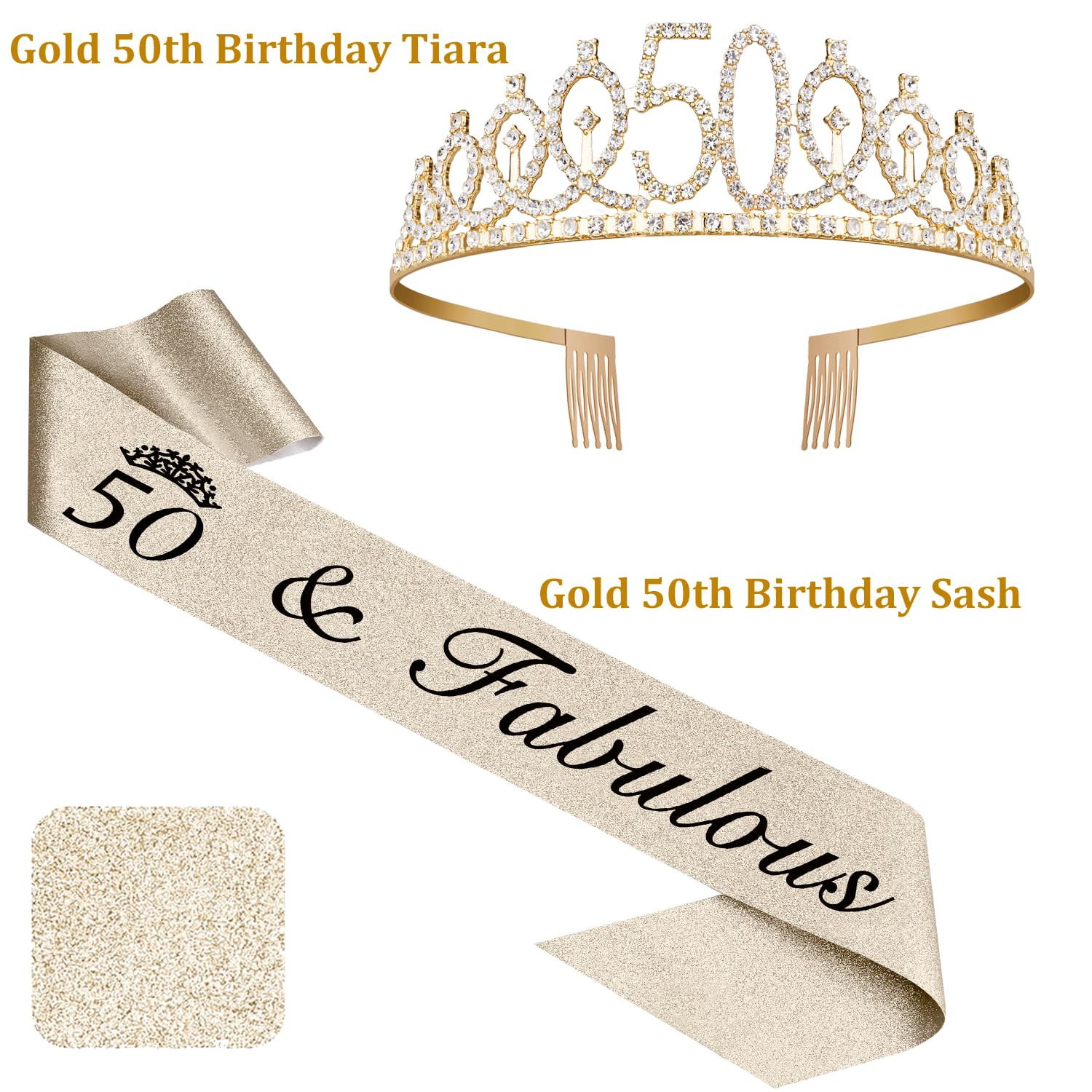 Juesly 50th Birthday Gifts Women Including 12oz Tumbler/Mug for Wine or Coffee, 50th Birthday Decorations Women Crown, Sash, Cake Topper and Candles, 50 Year Old Birthday Gifts Idea