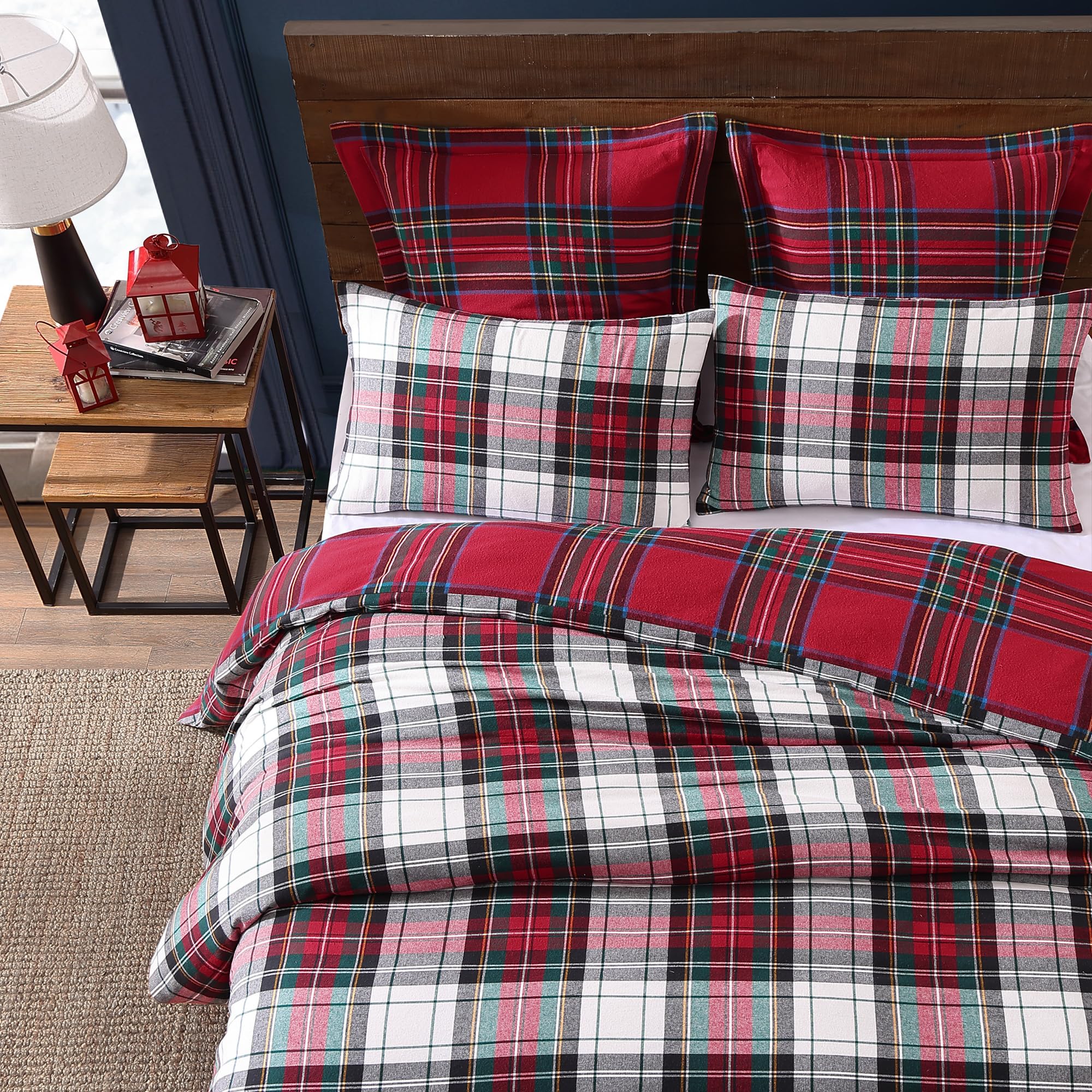 Levtex Home - Spencer Plaid Duvet Cover Set - King Duvet Cover + Two King Pillow Cases - Tartan Plaid - Red, Green, White, Blue, Gold - Duvet Cover (106 x 94in.) and Pillow Case (36 x 20in.) - Cotton