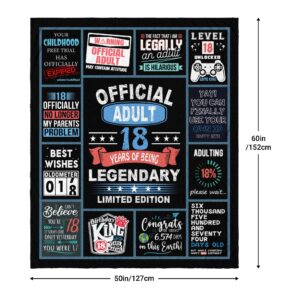 18th Birthday Gifts for Boy, 18 Year Old Boy Birthday Gifts, Gifts for Boy Turning 18, 18 Birthday Gift Ideas Throw Blanket 60 x 50 Inch, Gifts for 18 Year Old Male, 18 Birthday Decorations for Men