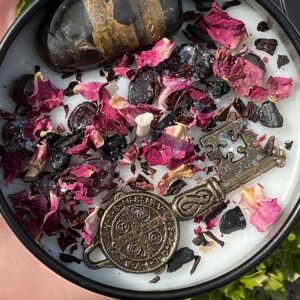 Hekate Dark Moon Goddess Candle | Hecate Witchcraft Pagan Queen of Crossroads Keys Witches Witchcraft Gift Herbal Intention Spell Ritual Altar Devotee Scented Gift