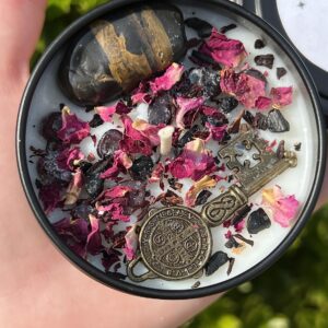 Hekate Dark Moon Goddess Candle | Hecate Witchcraft Pagan Queen of Crossroads Keys Witches Witchcraft Gift Herbal Intention Spell Ritual Altar Devotee Scented Gift