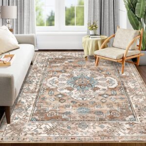 pauwer boho area rug 5x7 washable rugs for living room vintage non slip area rug ultra soft throw rugs carpet for bedroom dining room dorm