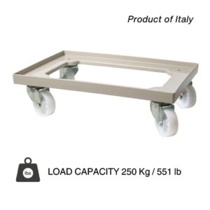 Dough Box Dolly/Cart, Fits 23.6" x 15.74" (600mm x 400mm) Proofing Trays (not Included), Food Grade Pizza Bakery, Great for Stacking Pizza Dough Box, Moving Dollies, Swivel Casters, L'Oro Del Sud