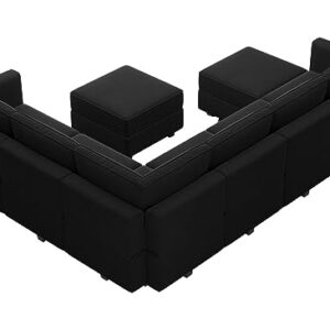 Belffin Modular Sectional Sofa with Storage Seat Oversized U Shaped Couch with Reversible Chaise Sofa Set with Ottoman Velvet Black