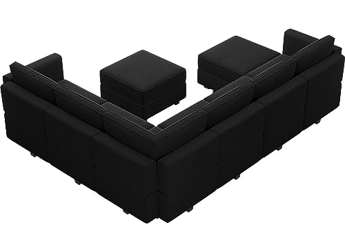 Belffin Modular Sectional Sofa with Storage Seat Oversized U Shaped Couch with Reversible Chaise Sofa Set with Ottoman Velvet Black