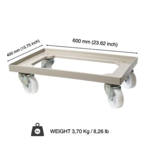 Dough Box Dolly/Cart, Fits 23.6" x 15.74" (600mm x 400mm) Proofing Trays (not Included), Food Grade Pizza Bakery, Great for Stacking Pizza Dough Box, Moving Dollies, Swivel Casters, L'Oro Del Sud