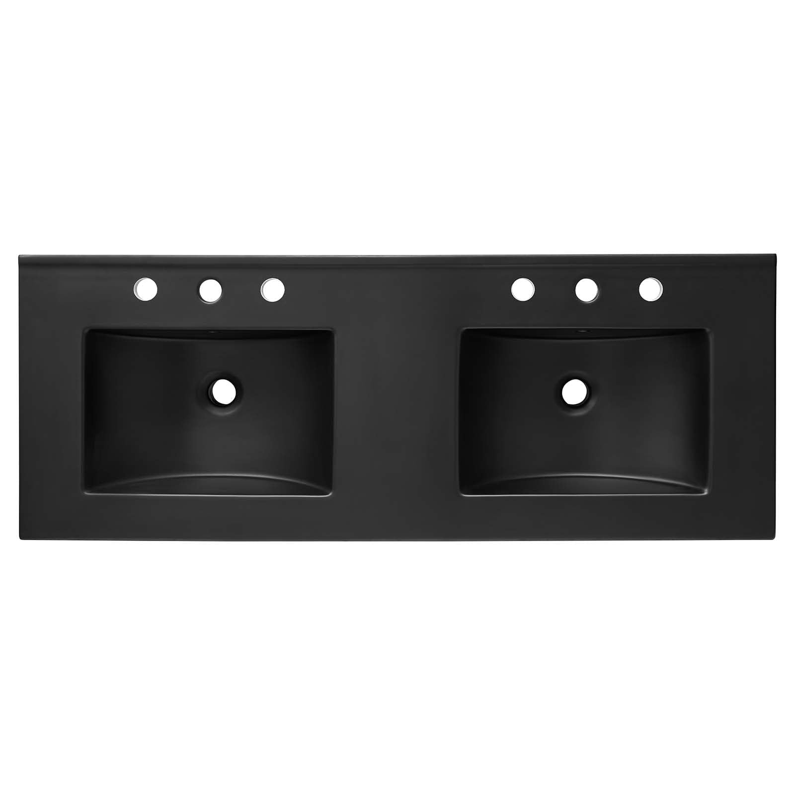 Modway EEI-5073-BLK Cayman 48" Double Basin Bathroom Sink, Black