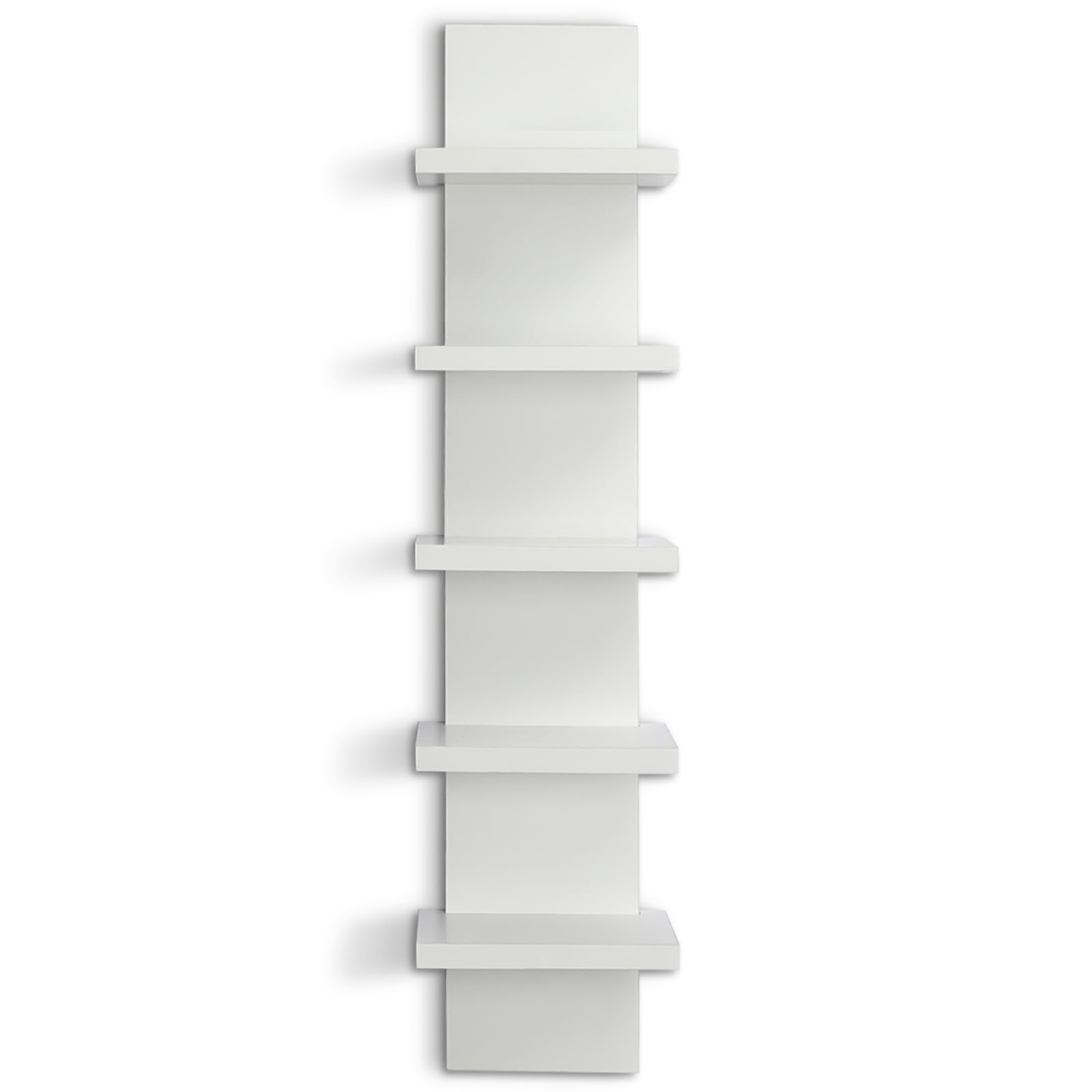 Homaterial 5 Tier Wall Shelves - White Vertical Book Shelf for Wall Storage, Modern Floating Shelves for Bedroom Living Room Vanity