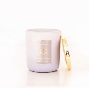 life in lilac heart throb candle: amber and oud, luxury scented natural soy candle, hand poured, 60 hour burn time, vegan, all natural wick, giftable long-lasting aromatherapy candle - 2 lbs