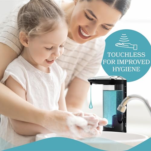 Rechargeable Automatic Soap Dispenser Touchless. Large 22oz Dual Wall Mountable or Countertop Liquid Hand Soap Dispenser for Kitchen Sink. Automatic Soap Dispenser Bathroom.