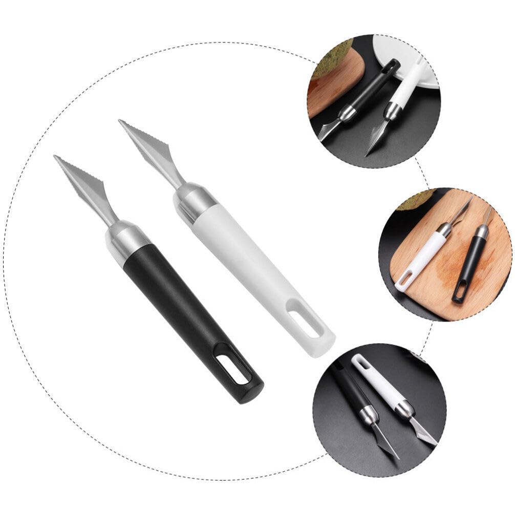 VILLCASE Fruit Carving Knife, Stainless Steel Fruit Carving Fruits Diy Graver Food Craft Engraving Cutting Tool Diy Food Carving Mold For Home Kitchen 2pcs