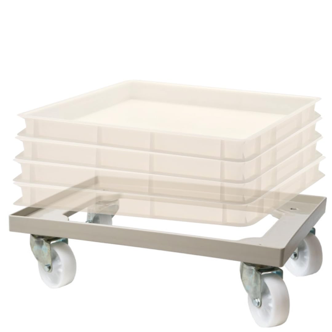 Dough Box Dolly/Cart, Fits 23.6" x 15.74" (600mm x 400mm) Proofing Trays (not Included), Food Grade Pizza Bakery, Great for Stacking Pizza Dough Box, Moving Dollies, Swivel Casters, L'Oro Del Sud