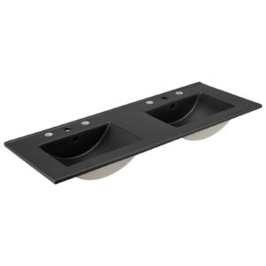 modway eei-5073-blk cayman 48" double basin bathroom sink, black