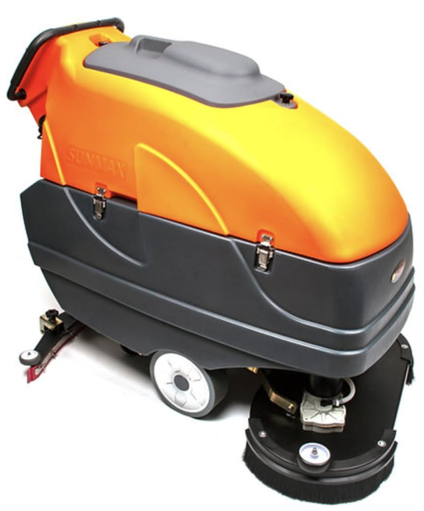 SUNMAX RT120 34" Self-Propelled Commercial Floor Scrubber Machine - 33-Gal Tank, Dual Brushes, Battery Powered, High Efficiency for Large Areas