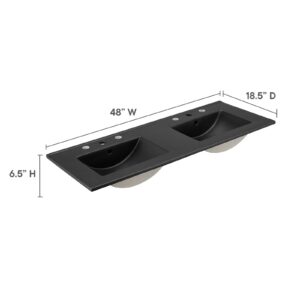 Modway EEI-5073-BLK Cayman 48" Double Basin Bathroom Sink, Black