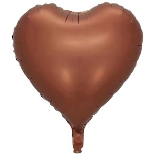 kalor 18 inch brown heart mylar balloons, 10 pcs love foil balloons, heart shaped balloons for engagement, bridal shower and birthday party decorations