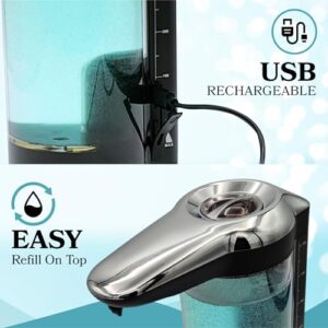 Rechargeable Automatic Soap Dispenser Touchless. Large 22oz Dual Wall Mountable or Countertop Liquid Hand Soap Dispenser for Kitchen Sink. Automatic Soap Dispenser Bathroom.